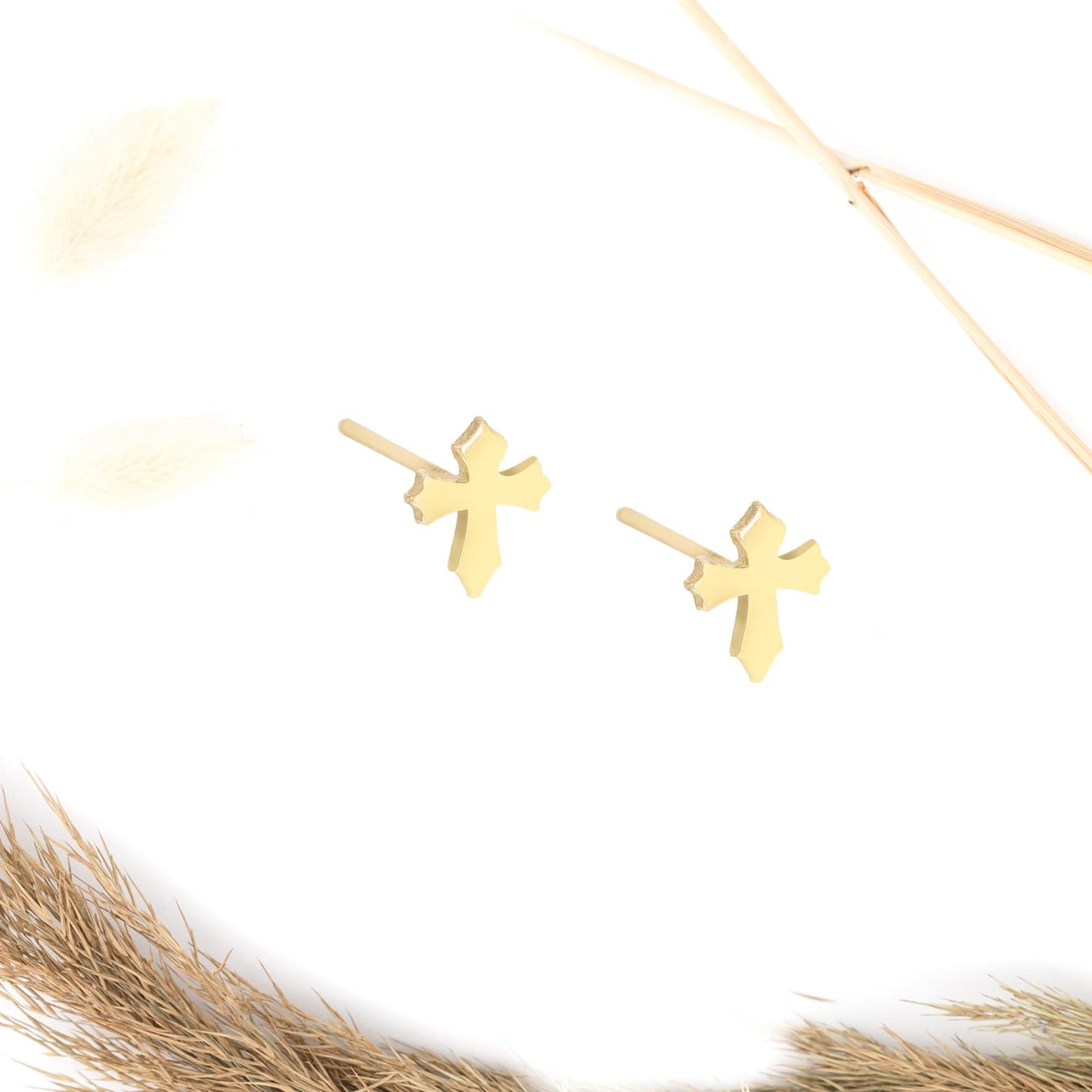 925 Sterling Silver Tiny Cross Earring