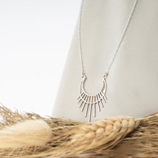 925 Sterling Silver Half Sun Necklace