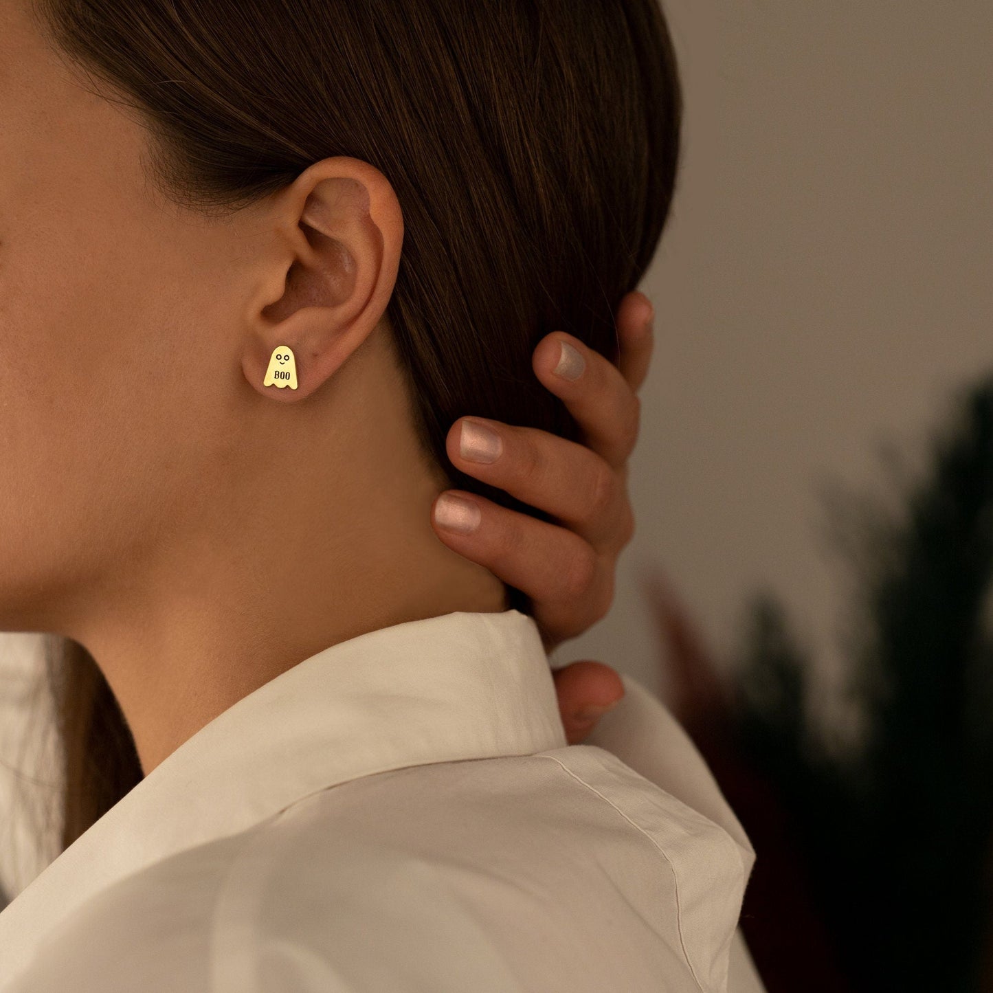 Ghost Tiny Earring, Valentine's Day Gift, Boo Studs Earring, Minimal Ghost Earring, Wizard hat earring, Bat Studs Earring