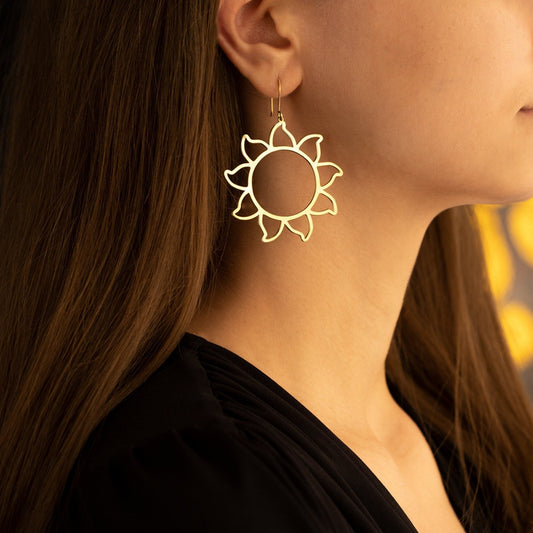 925 Sterling Silver Hoop Sun Earring