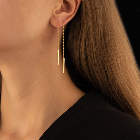 925 Sterling Silver Threader Chain Earrings