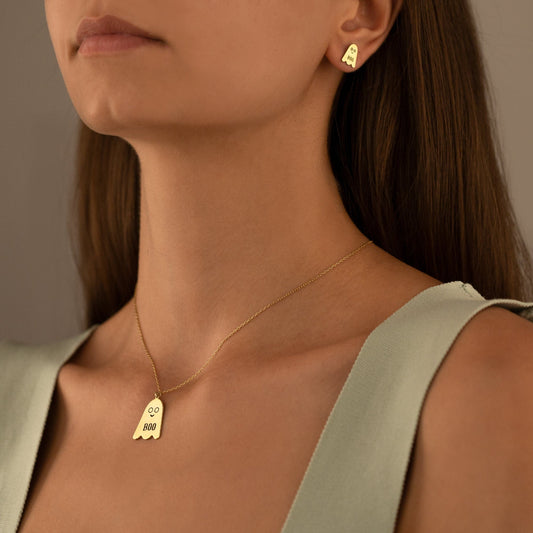 925 Sterling Silver Spooky Boo Necklace