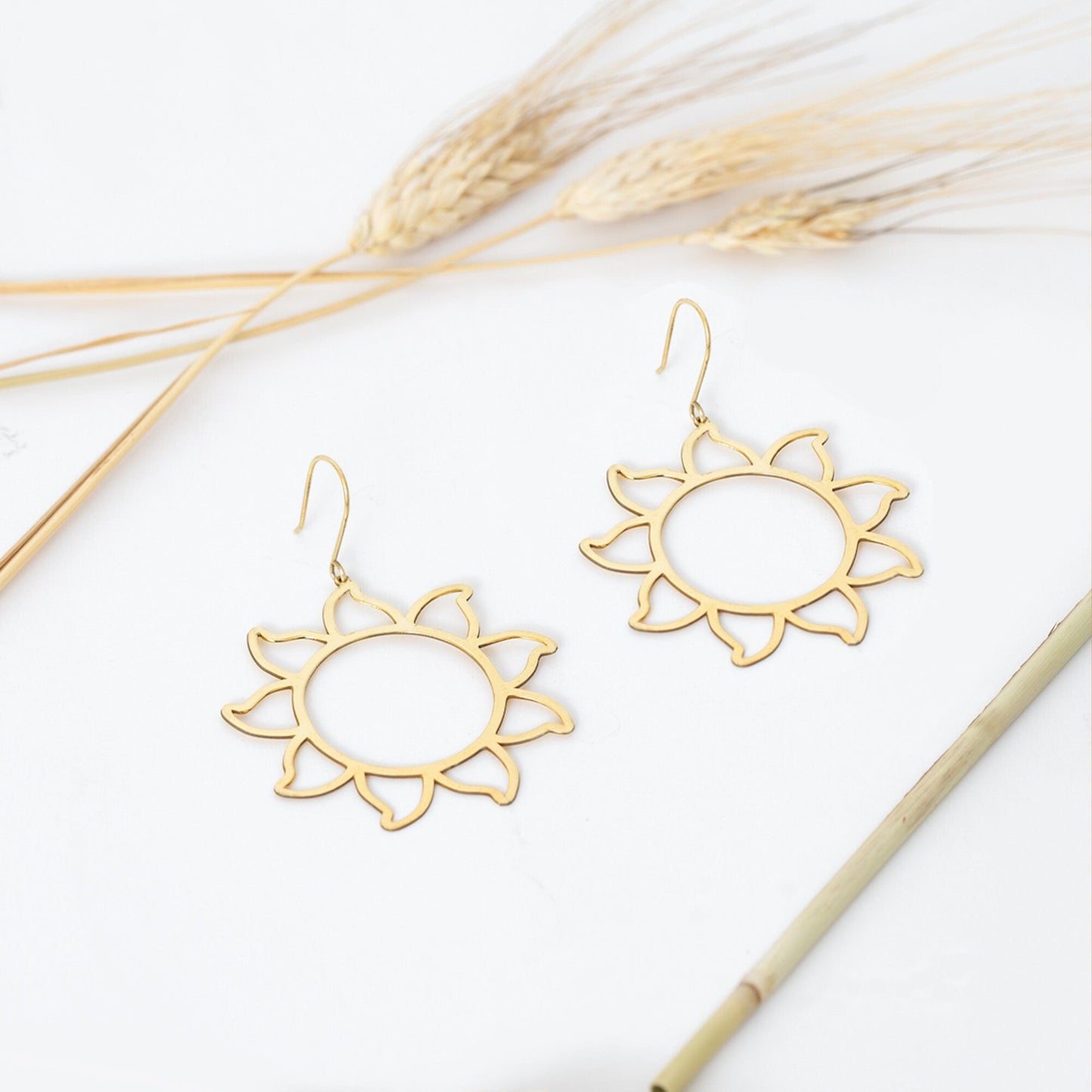 925 Sterling Silver Hoop Sun Earring