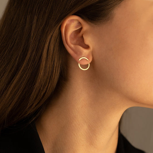 925 Sterling Silver Ear Jacket Round Earrings