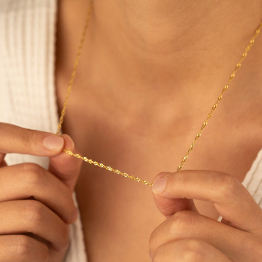 925 Sterling Silver Delicate Gold Twist Chain Necklace