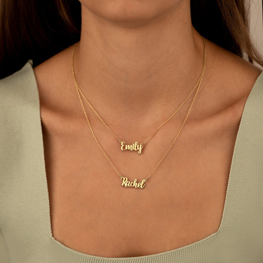 925 Sterling Silver Personalized Double Name Double Chain Necklace