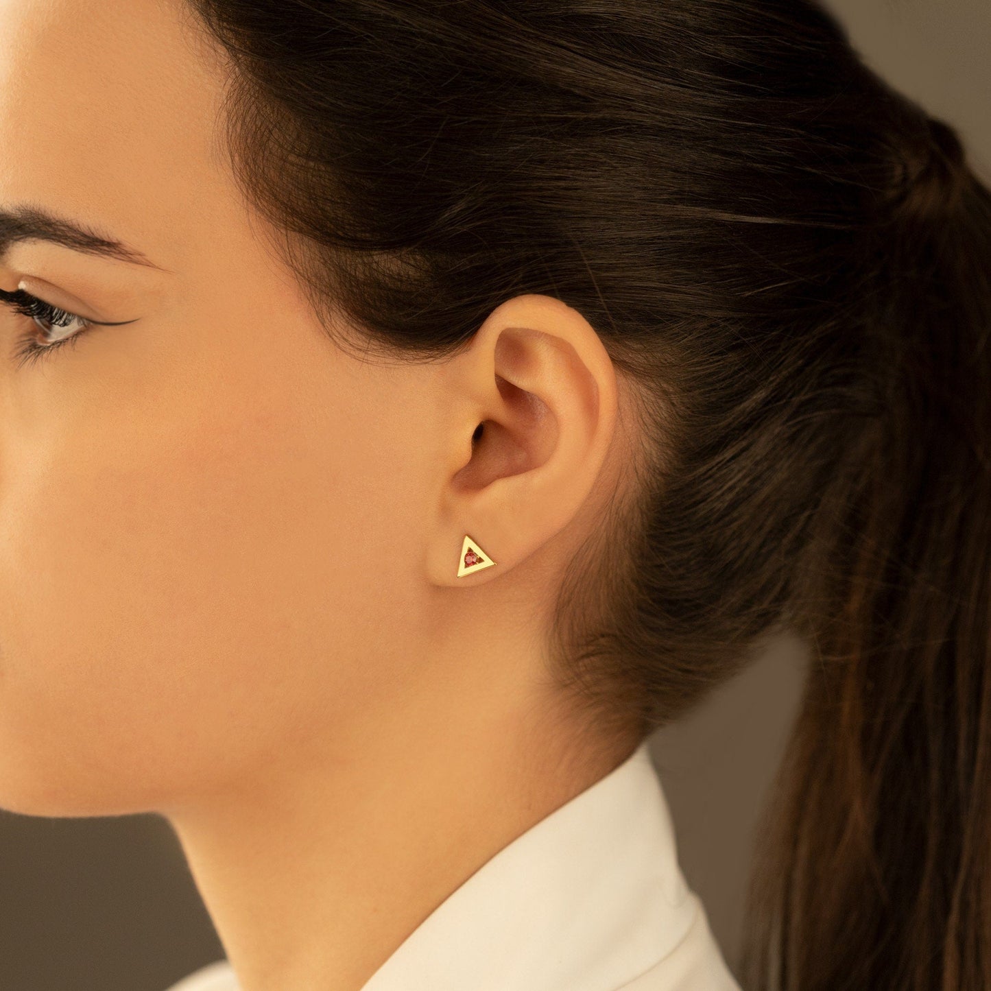 925 Sterling Silver Triangle Ear Jacket Earrings with Birthstone