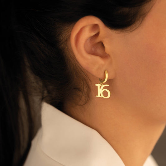 925 Sterling Silver Initial Hoop Earring