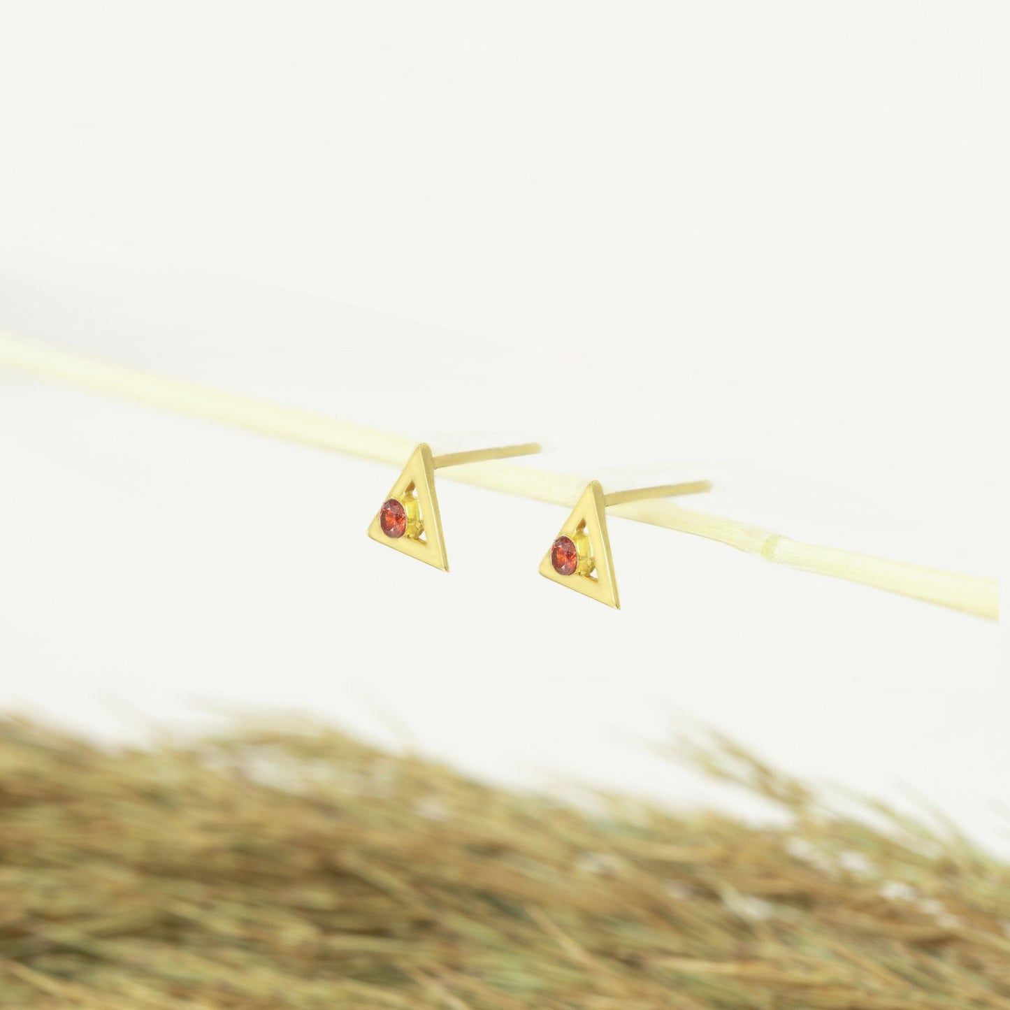 925 Sterling Silver Triangle Ear Jacket Earrings with Birthstone