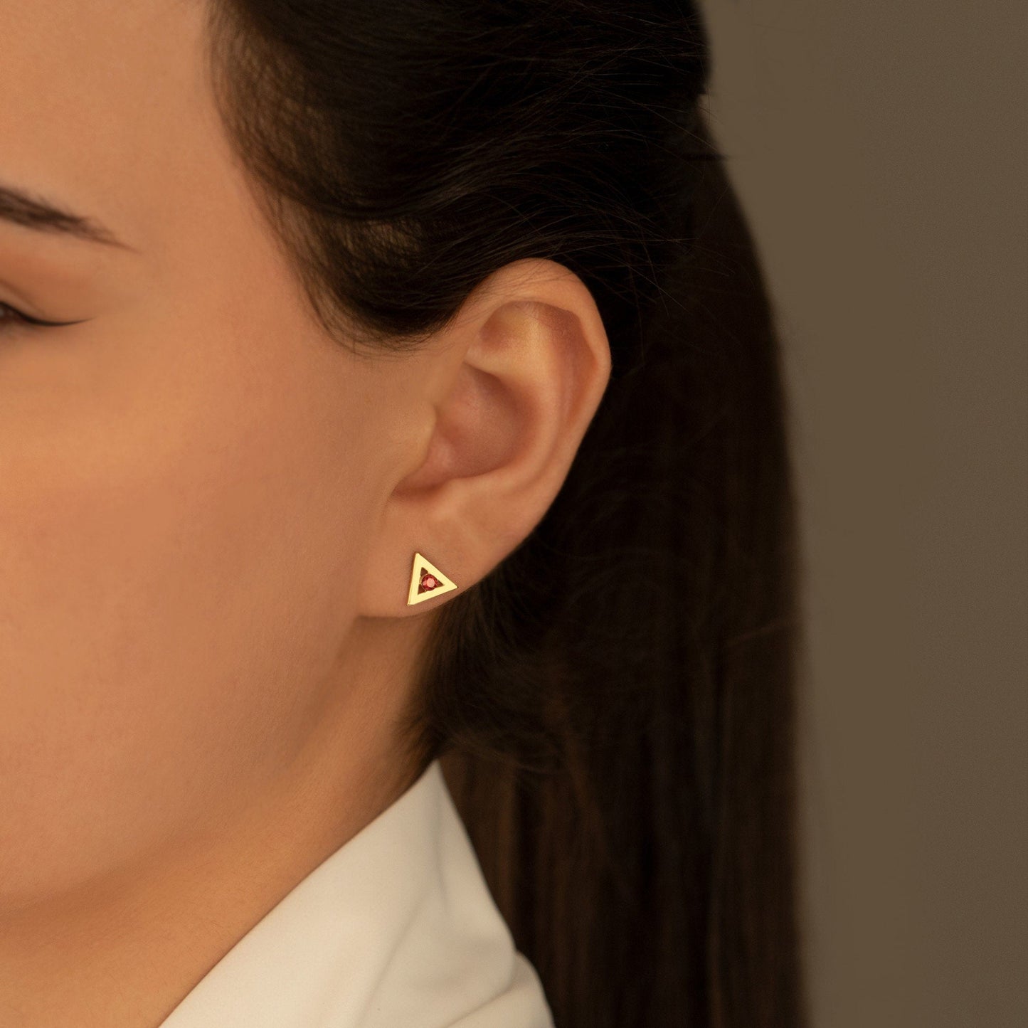 925 Sterling Silver Triangle Ear Jacket Earrings with Birthstone