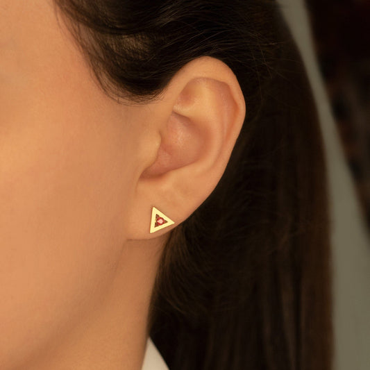 925 Sterling Silver Triangle Ear Jacket Earrings with Birthstone