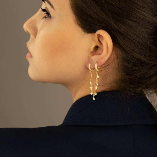 925 Sterling Silver Threader Double Hole Hoop Earrings