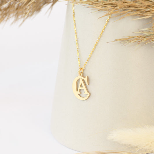 925 Sterling Silver Double Initial Necklace