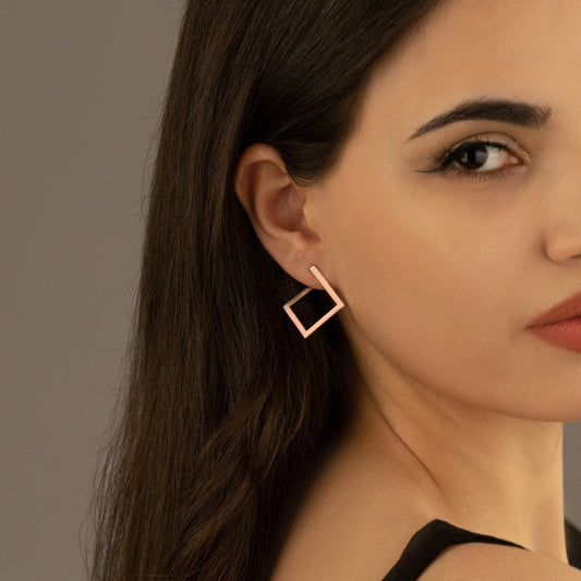 925 Sterling Silver Square Hoop Earrings