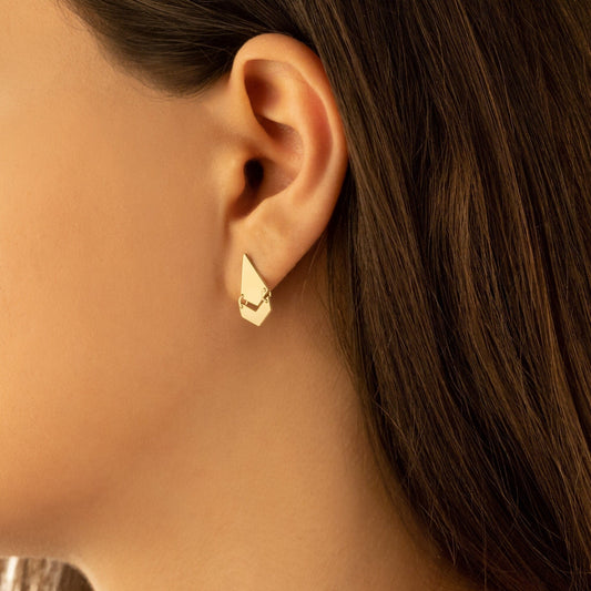 925 Sterling Silver Rank Double Earrings