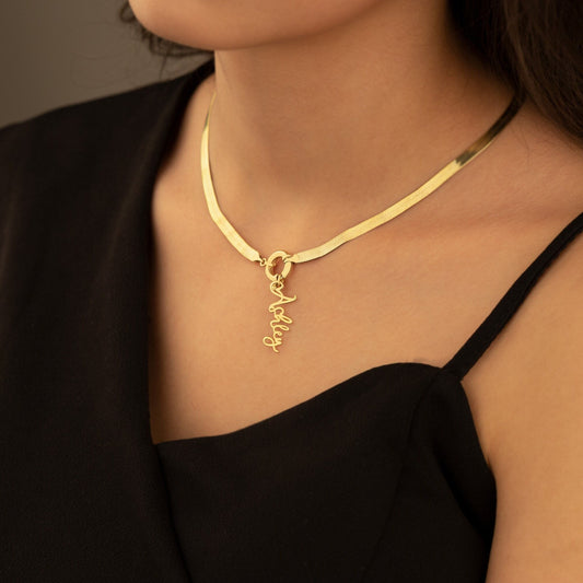 925 Sterling Silver Snake Layered Chain With Initial or Name