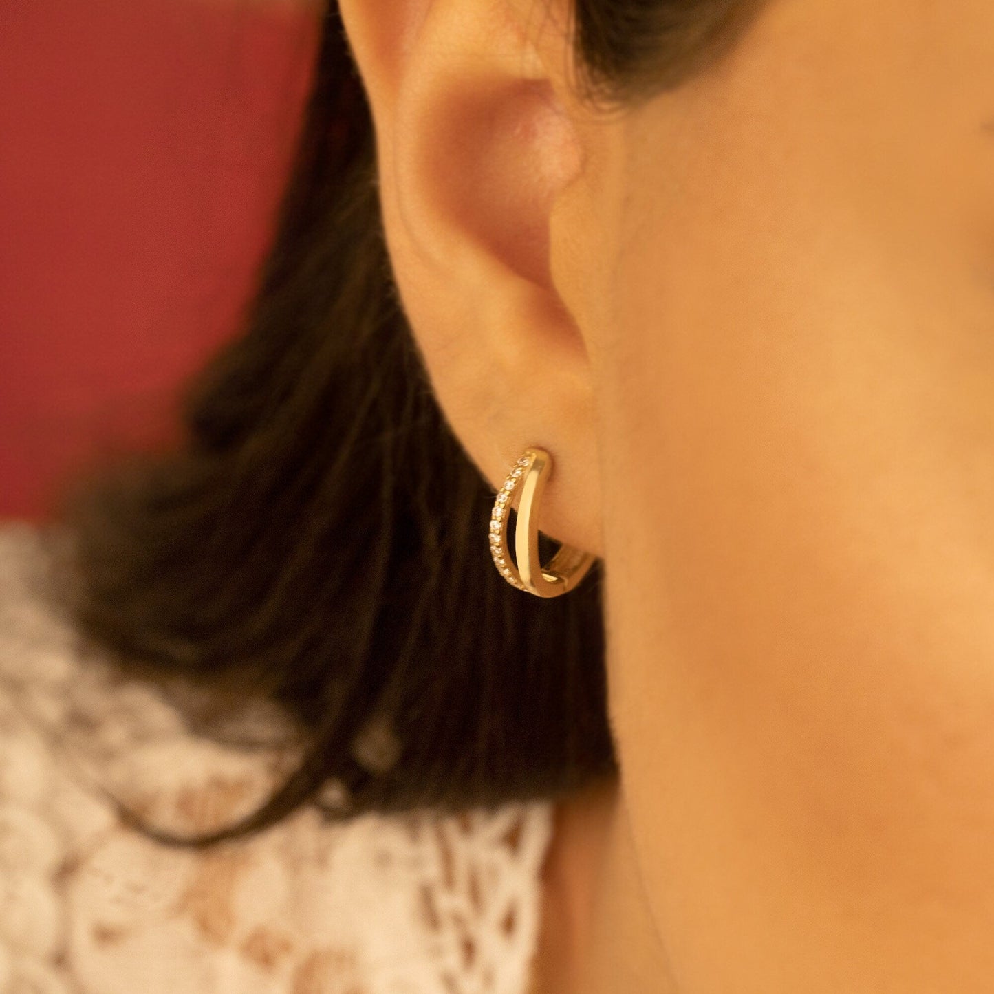 925 Sterling Silver Two Line Split Hoop Earrings