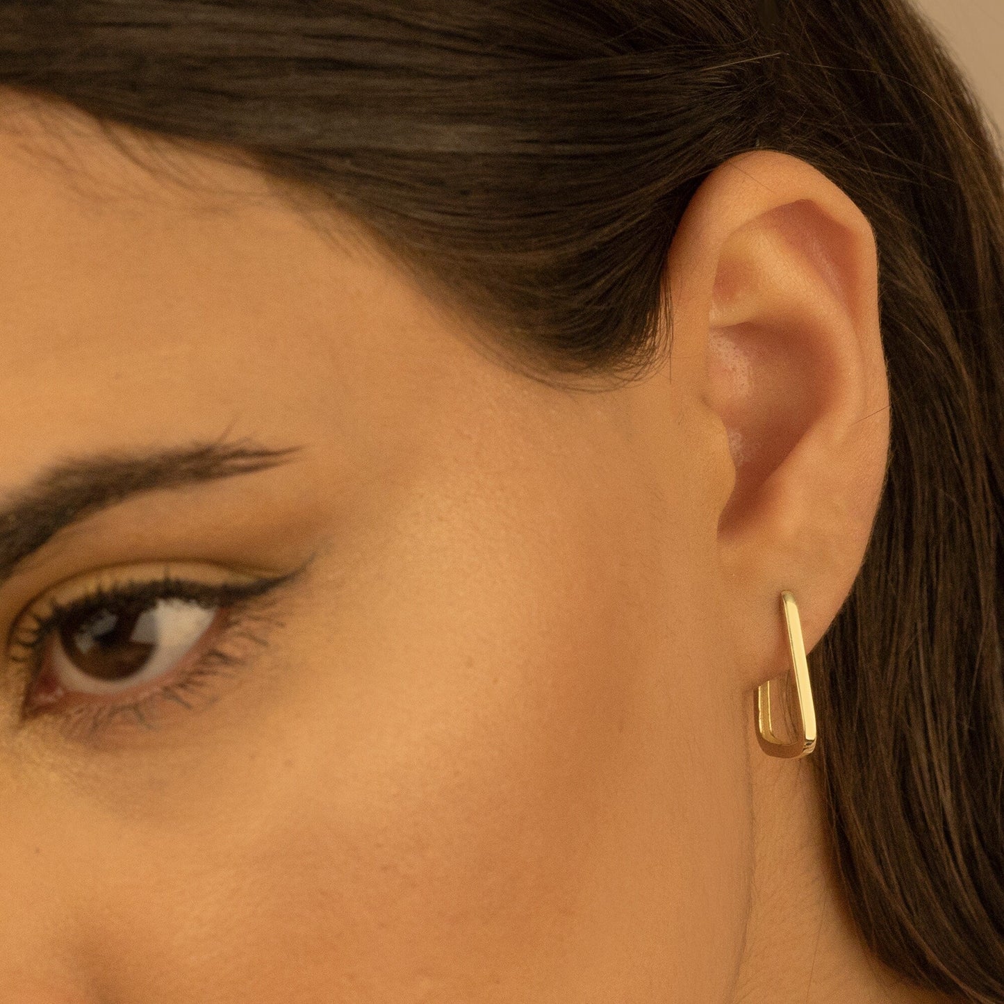 925 Sterling Silver Oblong Hoop Earrings Huggie