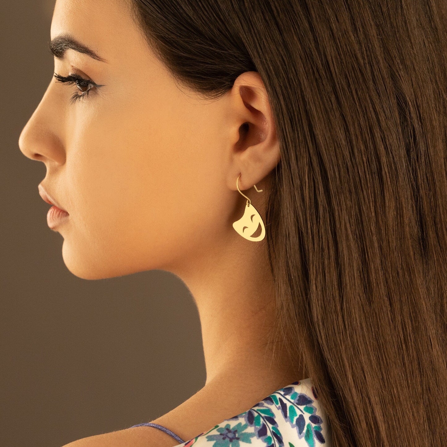 925 Sterling Silver Theater Mask Earring