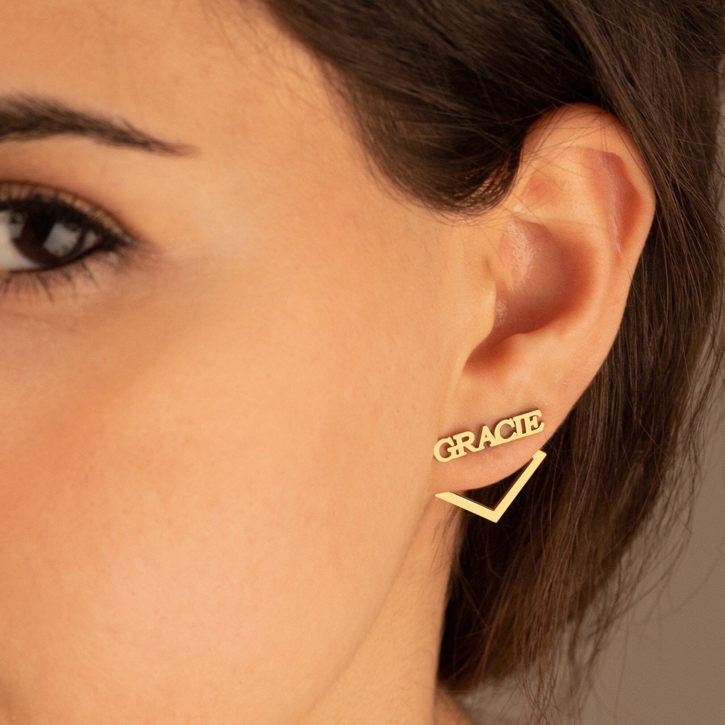 925 Sterling Silver Square Ear Jacket Name Earring