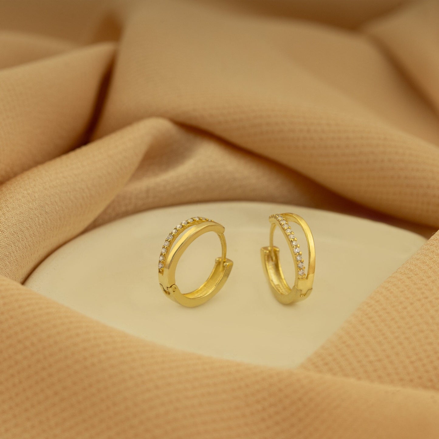 925 Sterling Silver Two Line Split Hoop Earrings