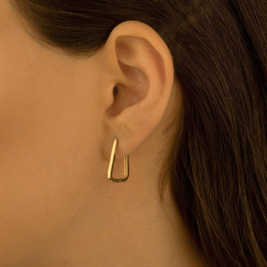 925 Sterling Silver Oblong Hoop Earrings Huggie