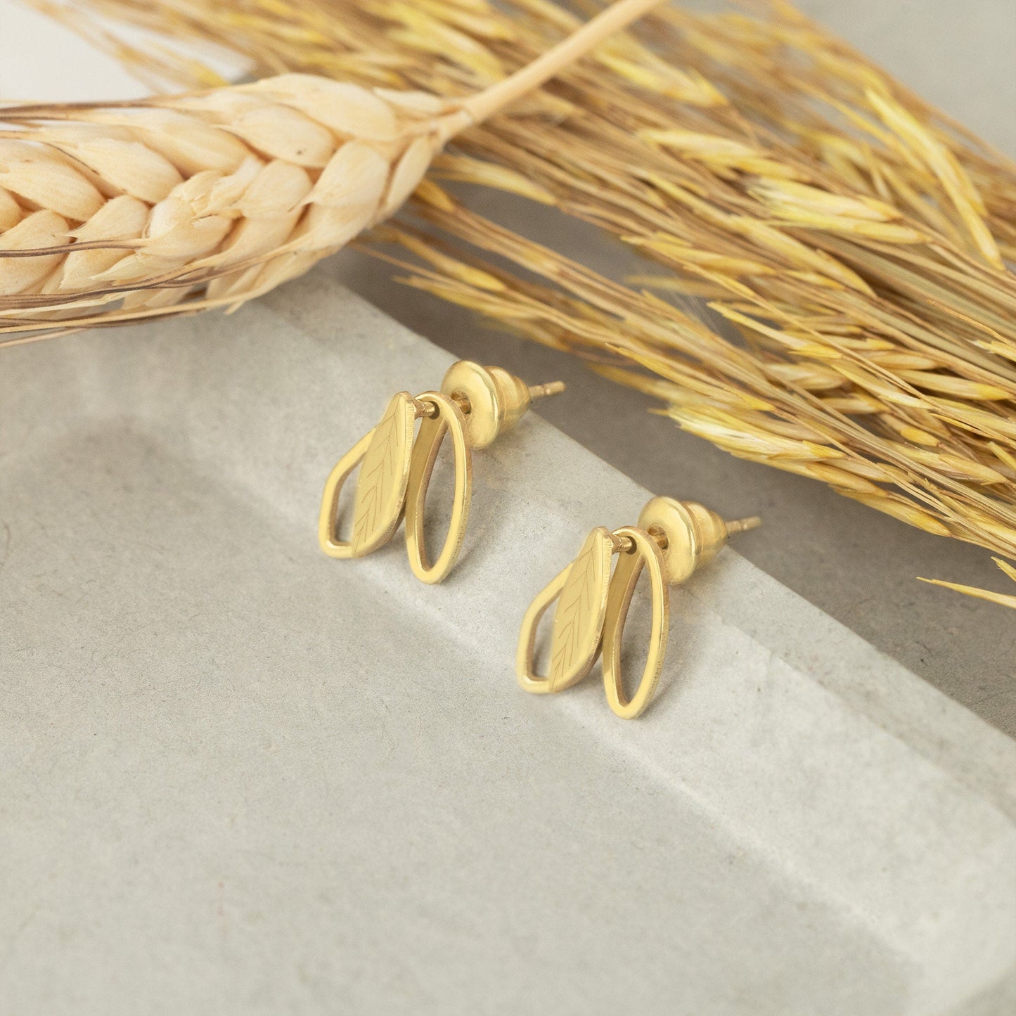 925 Sterling Silver Ear Jacket Double Leaf Earring