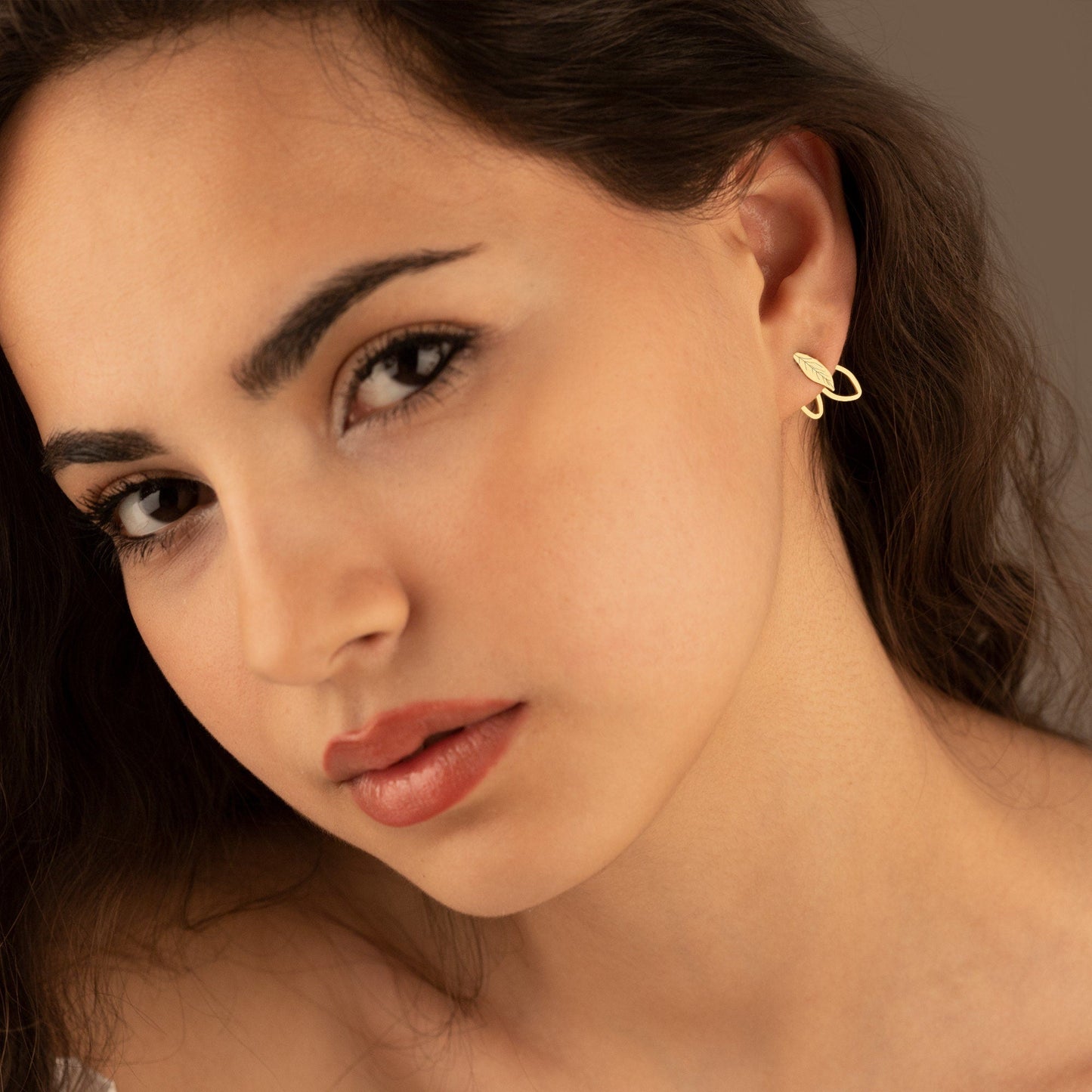 925 Sterling Silver Ear Jacket Double Leaf Earring