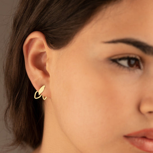 925 Sterling Silver Ear Jacket Double Leaf Earring