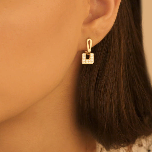 925 Sterling Silver Dainty Geometric Rectangle Earring