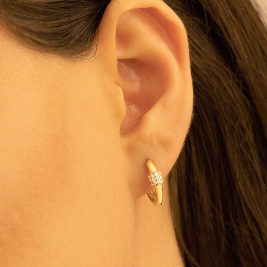 925 Sterling Silver Diamond Ring Shape Earrings