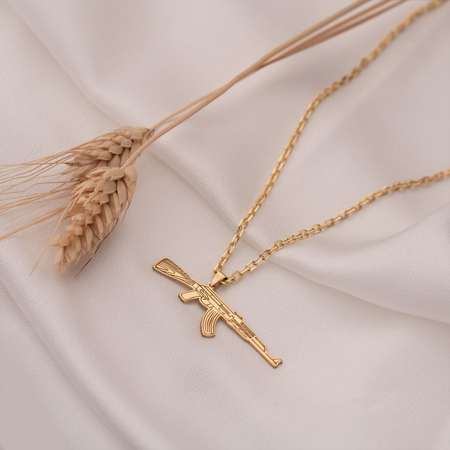 925 Sterling Silver Dainty AK-47 Necklace