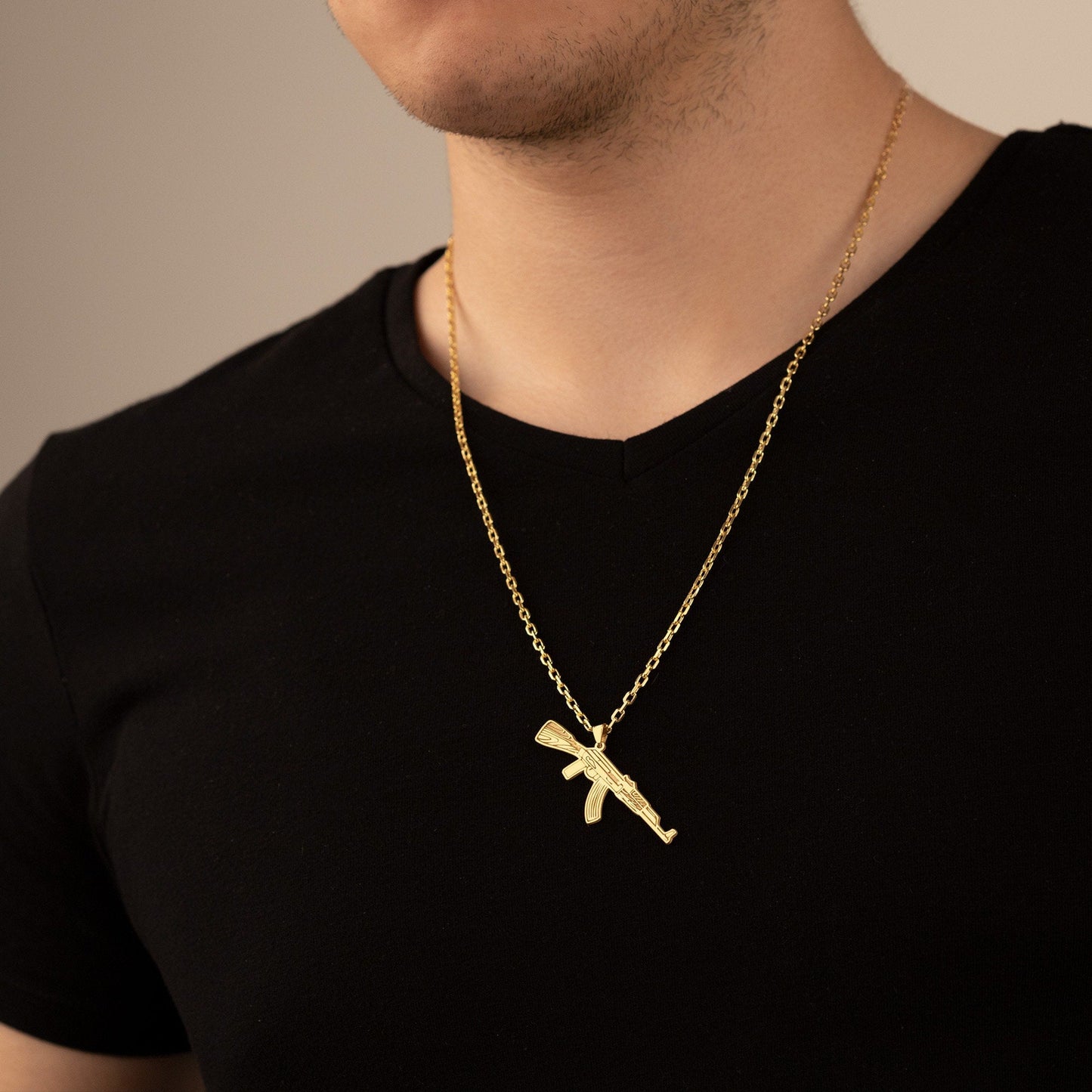 925 Sterling Silver Dainty AK-47 Necklace