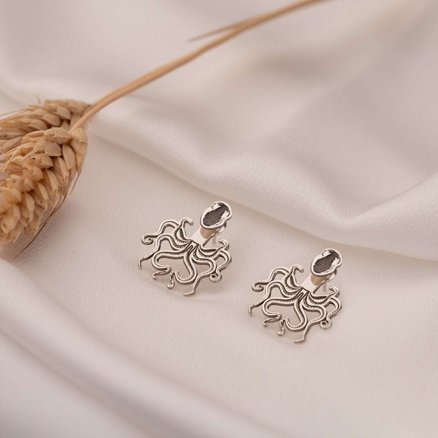 925 Sterling Silver Octopus Ear Jacket Earring
