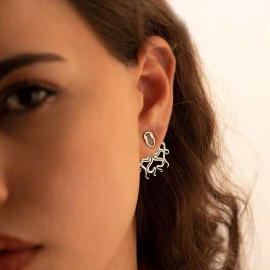925 Sterling Silver Octopus Ear Jacket Earring