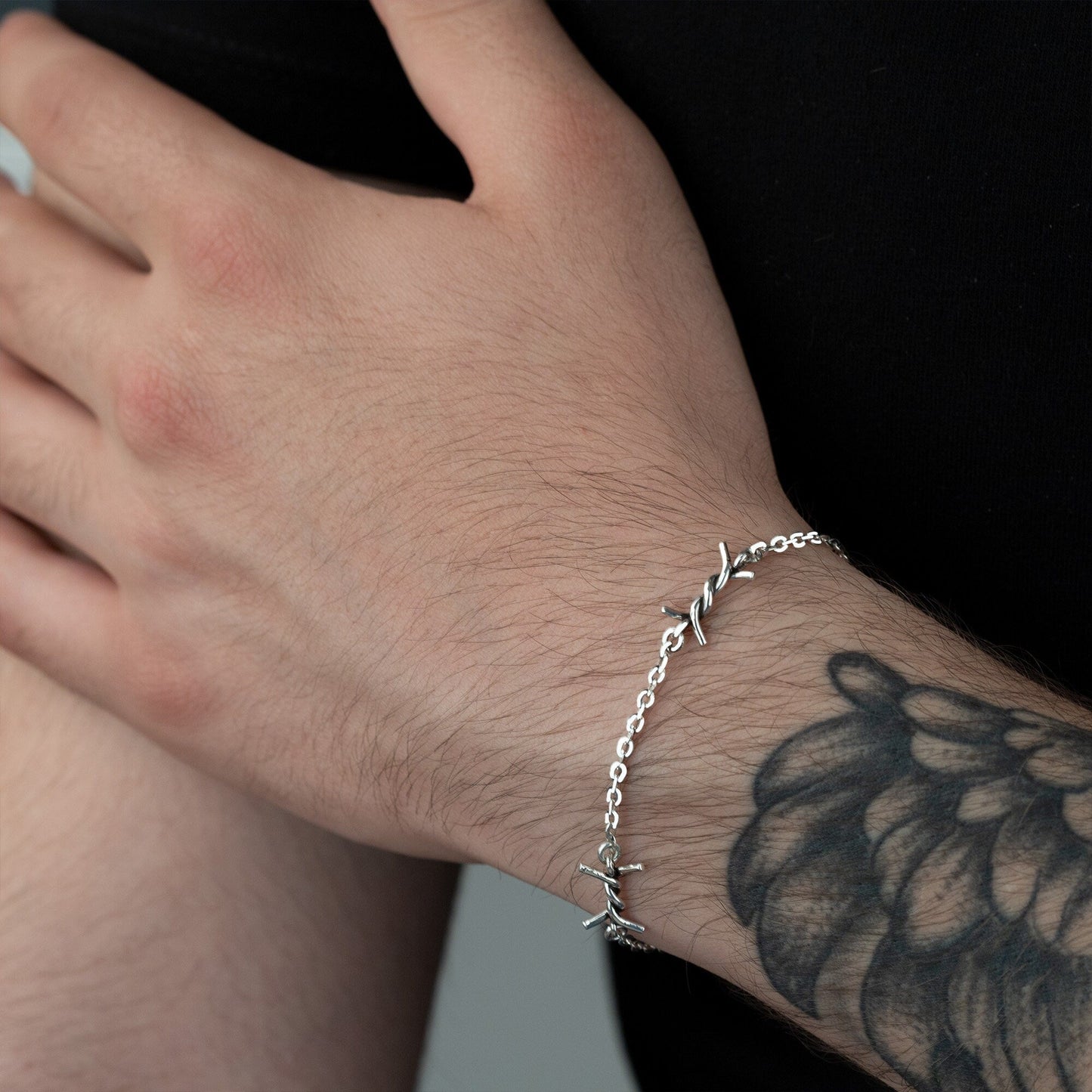 925 Sterling Silver Barbed Wire Spike Bracelet
