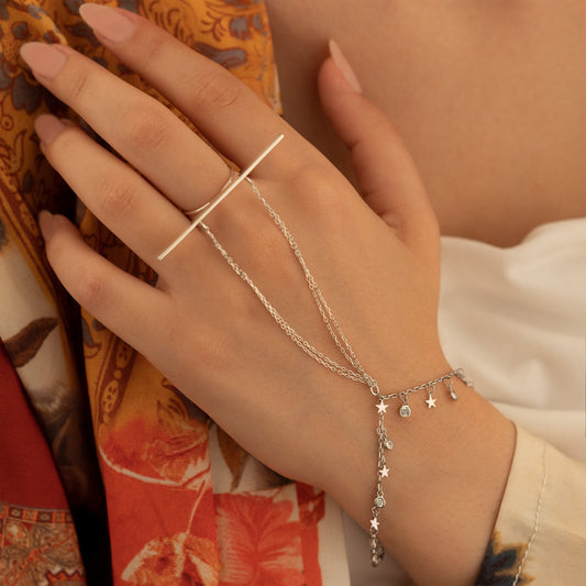 925 Sterling Silver Dainty Hand Chain Bracelet