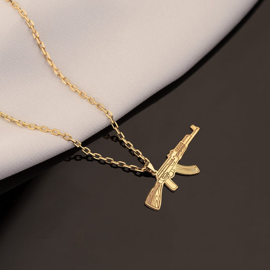 925 Sterling Silver Dainty AK-47 Necklace