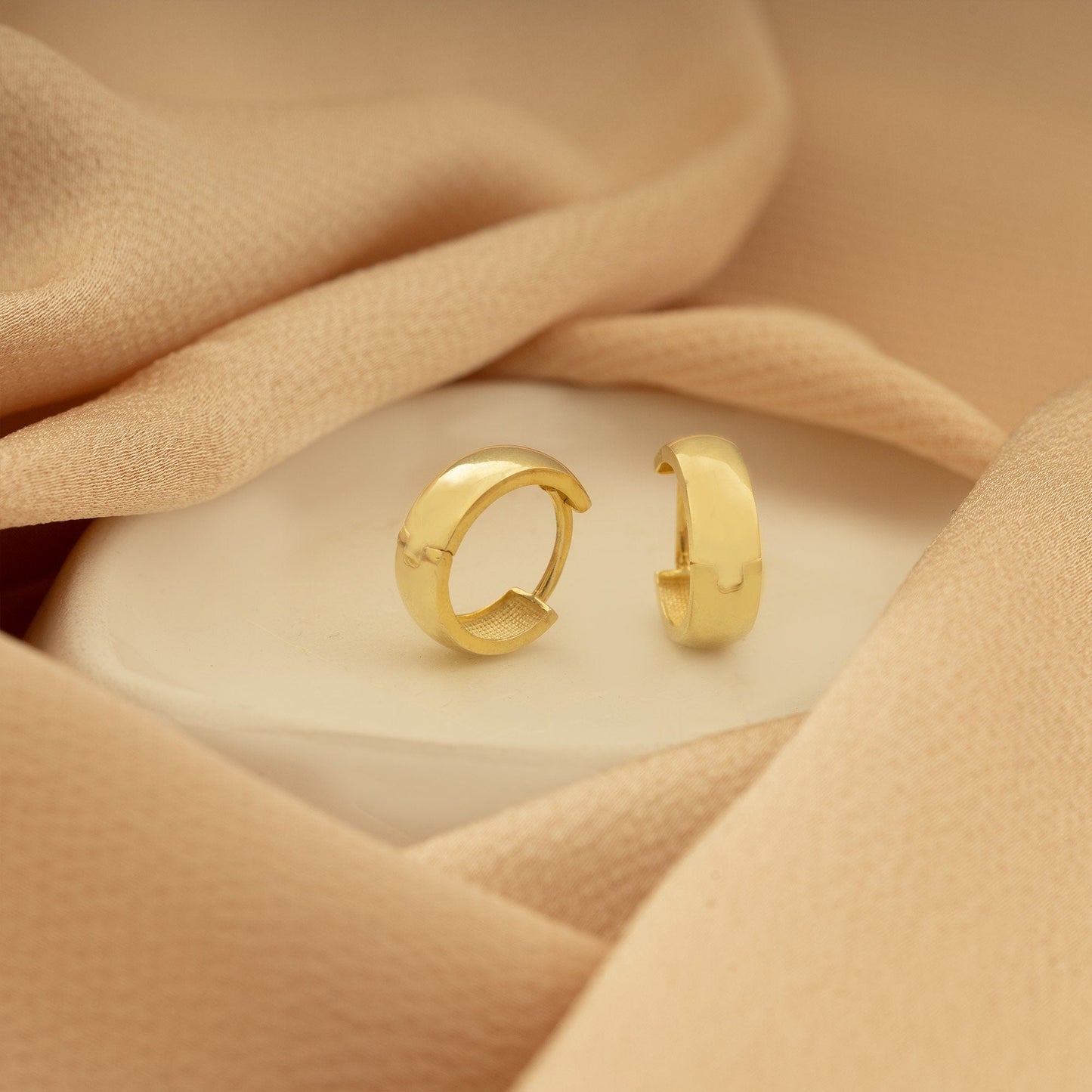 925 Sterling Silver 14mm Thick Big Hoop Huggie Earrings