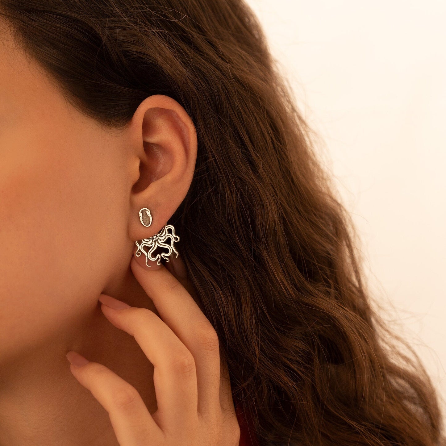925 Sterling Silver Octopus Ear Jacket Earring