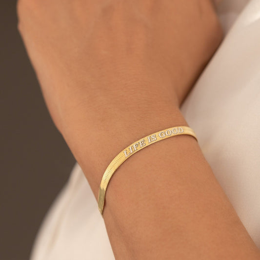 925 Sterling Silver Snake Layered Herringbone Chain Bracelet