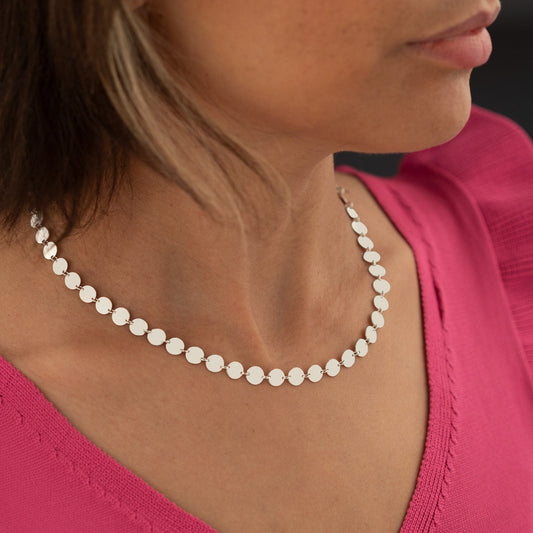 925 Sterling Silver Sequin Chain Necklace