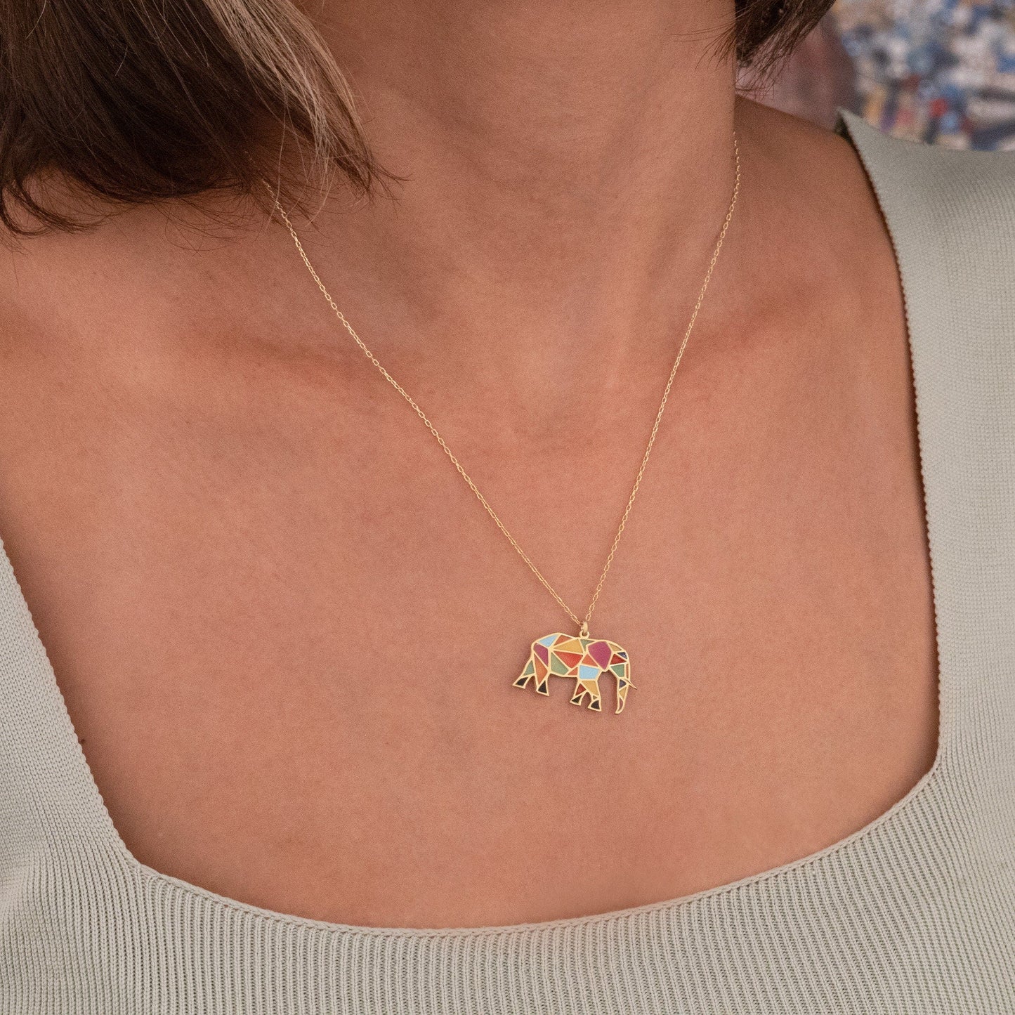 925 Sterling Silver Enamel Elephant Pendant