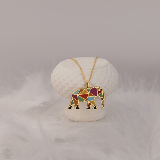 925 Sterling Silver Enamel Elephant Pendant