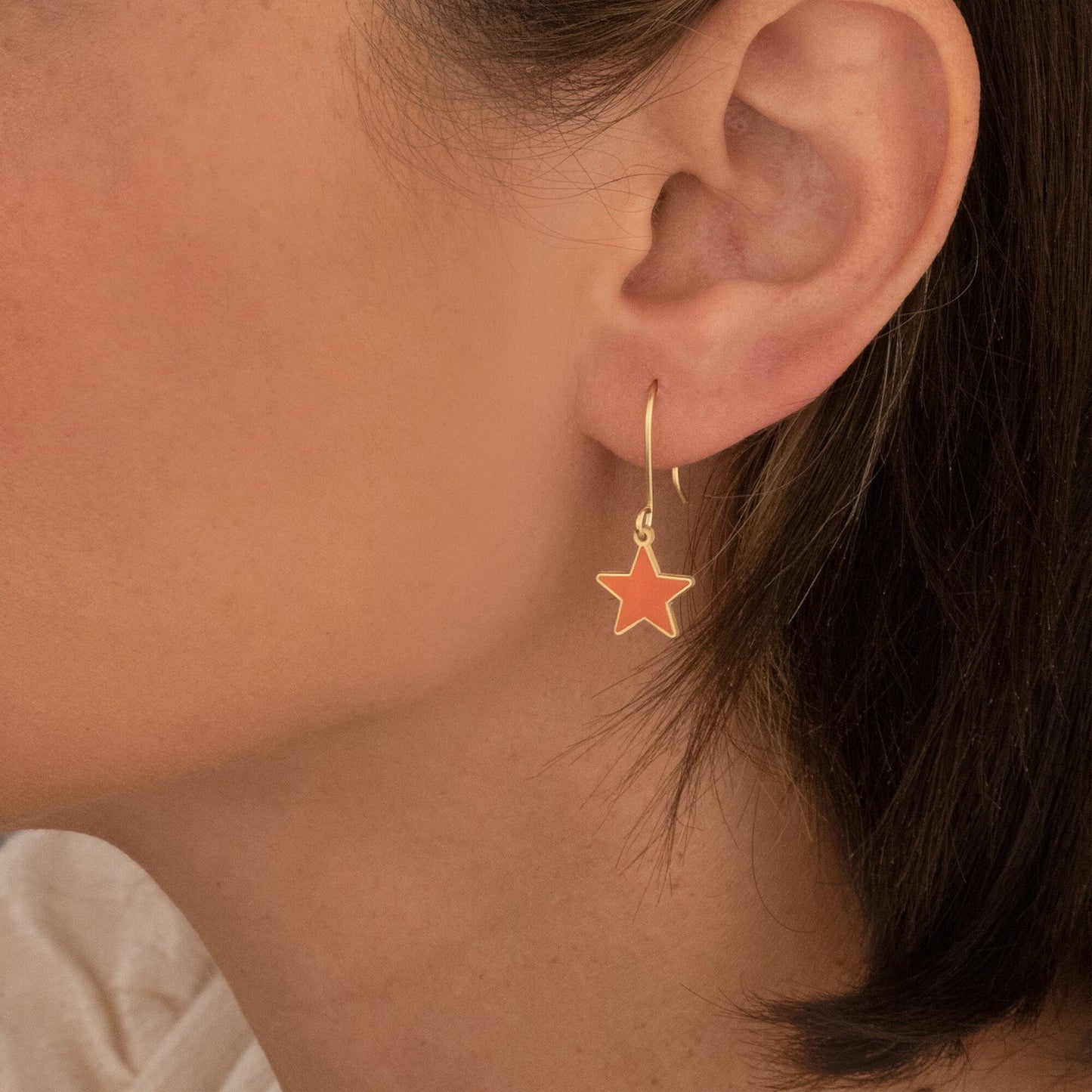 925 Sterling Silver Orange Star Earring