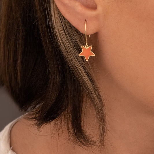 925 Sterling Silver Orange Star Earring