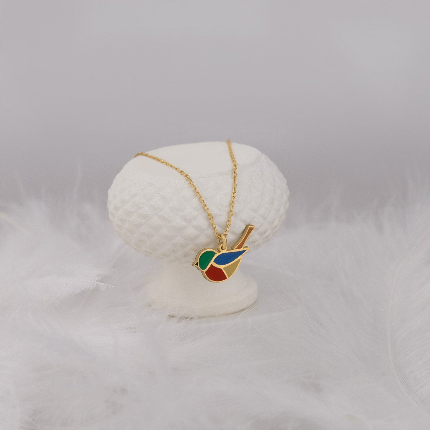 925 Sterling Silver Enamel Bird Pendant