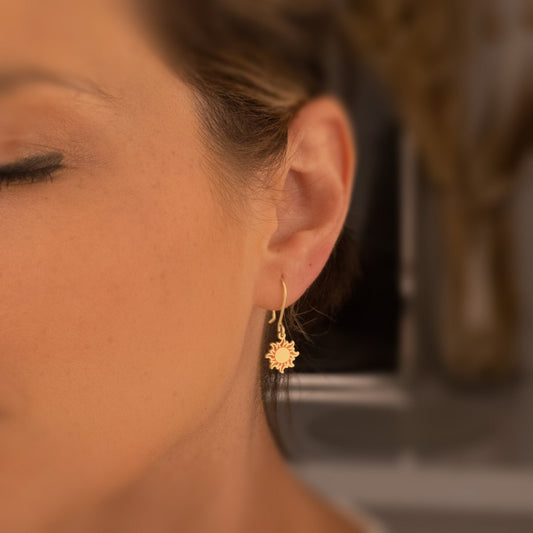 925 Sterling Silver Red Sun Earrings