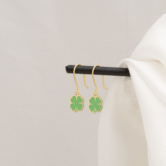 925 Sterling Silver Enamel Clover Earring