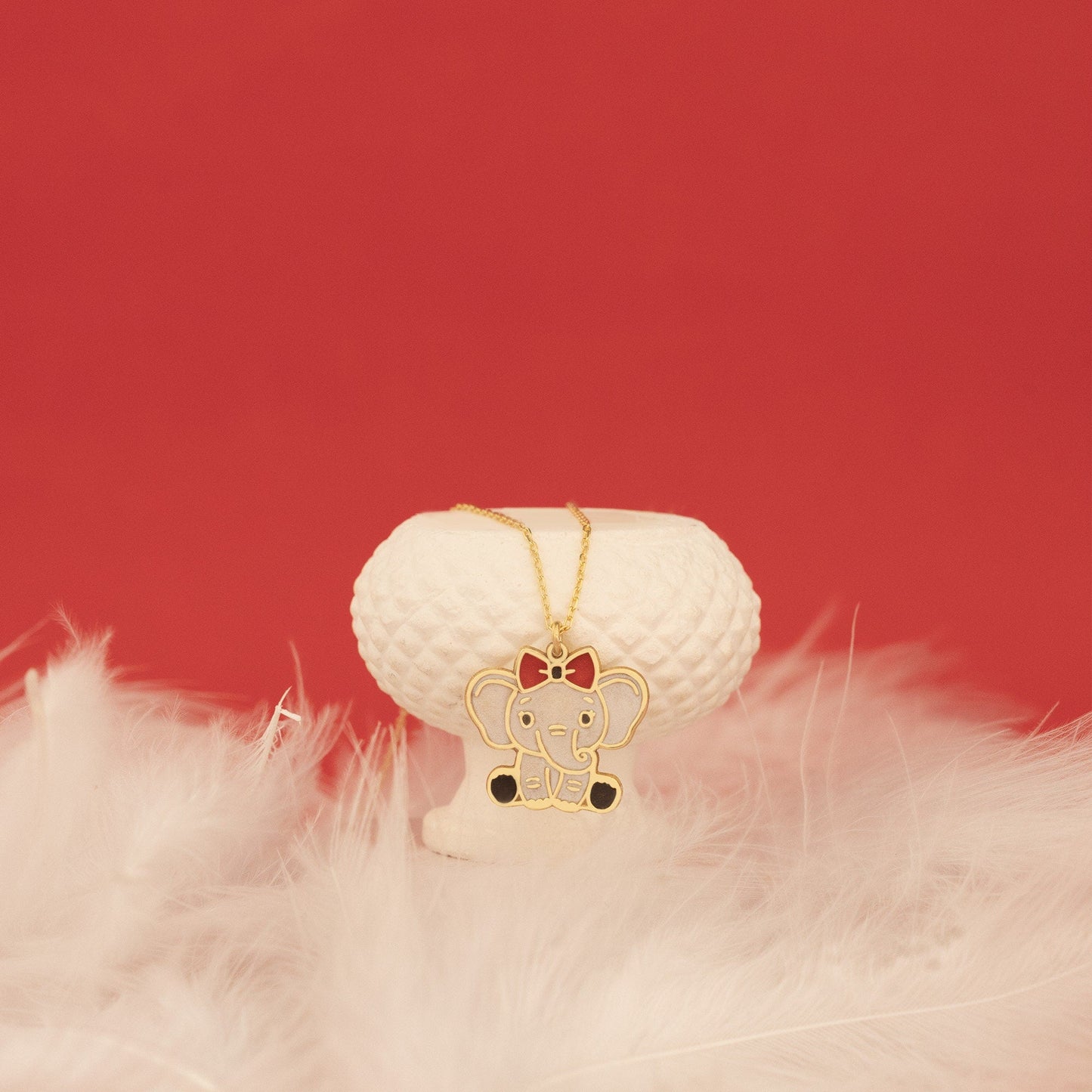 925 Sterling Silver Elephant Enamel Necklace